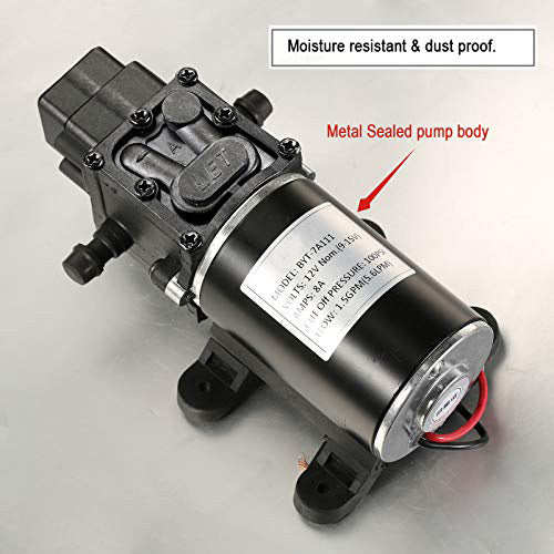 TDRFORCE 12V Diaphragm Water Pump, 1.5 GPM (5.6 L/Min) 100 PSI, 12 Volt DC Fresh Water Pump with 2 Hose Clamps, Self Priming Sprayer Pump with Pressure Switch Adjustable for RV Camper Marine Boat Lawn