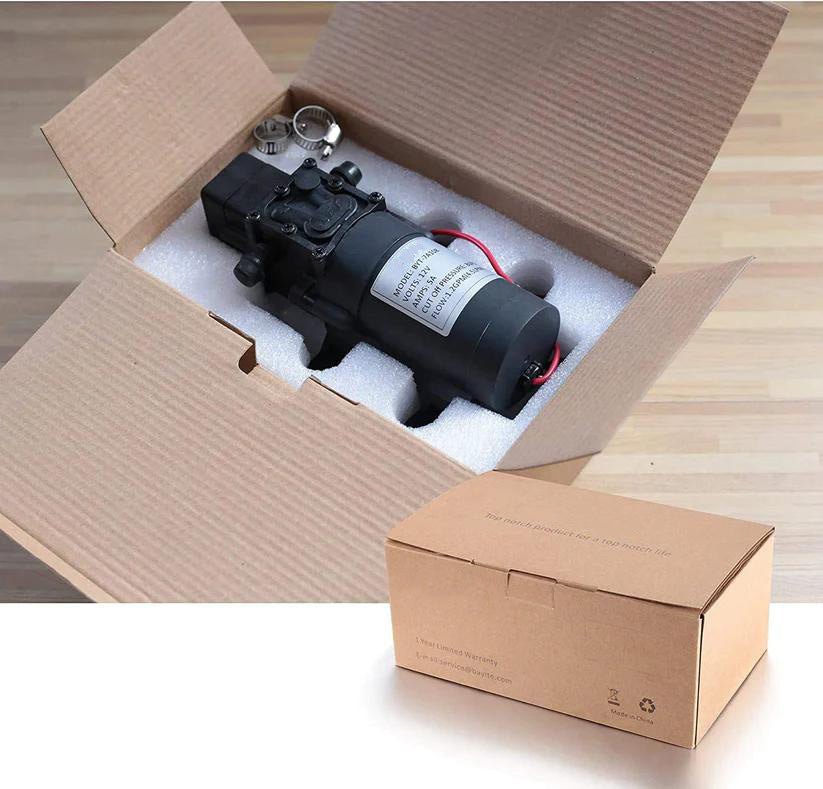 TDRFORCE 12V DC Fresh Water Pump with 2 Hose Clamps 12 Volt Diaphragm Pump Self Priming Sprayer Pump with Pressure Switch 4.5 L/Min 1.2 GPM 80 PSI Adjustable for RV Camper Marine Boat Lawn