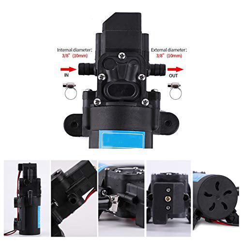 TDRFORCE 12 Volt High Pressure Pump Diaphragms,4.5 L/Min 1.2 GPM 85 PSI Adjustable for Spray,Marine,Lawn