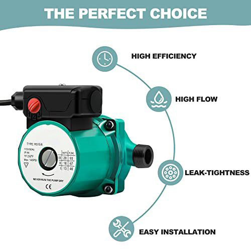 TDRFORCE 115V Hot Water Circulating Pump 3/4"NPT 3-Speed Hot Water Recirculating Pump for Solar Heater/Faucet (Green) - - Amazon.com