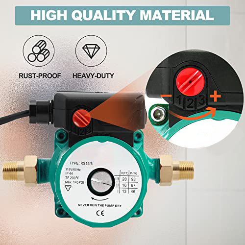 TDRFORCE 115V Hot Water Circulating Pump 3/4"NPT 3-Speed Hot Water Recirculating Pump for Solar Heater/Faucet (Green) - - Amazon.com