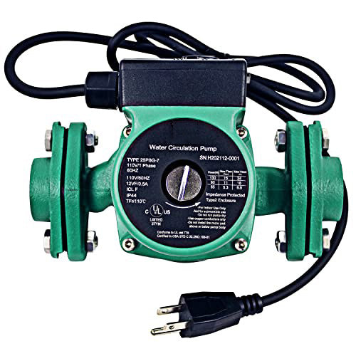 TDRFORCE 110V Circulation Pump, 130W 15 GPM Hot Water Recirculating Pump, 3 Speed Switchable Circulator Pump with 1'' FNPT Flanges for Boiler, Solar Heater and Hydronic Radiant Heating, Green