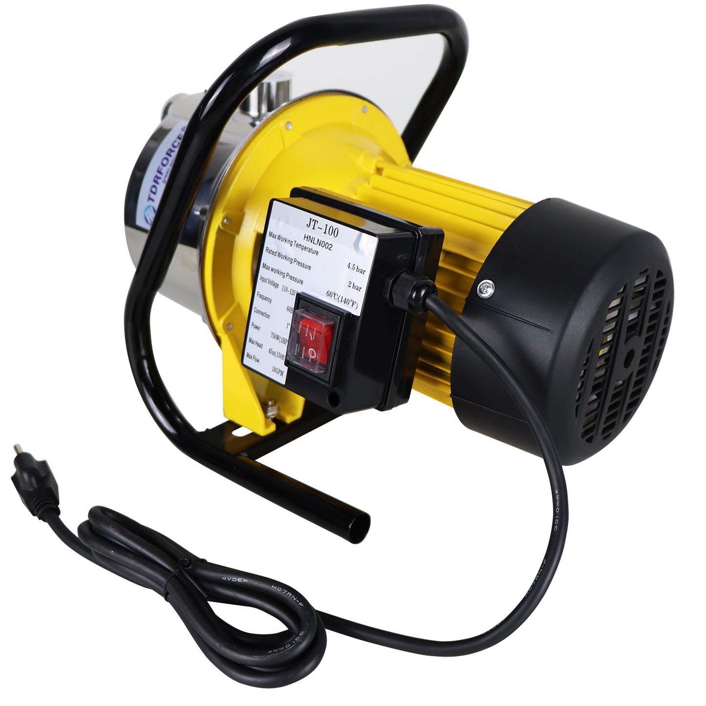 TDRFORCE 1/2 HP Shallow Well Pump,Garden Pump, Jet Pump Portable Stainless Steel Water Transfer Draining Irrigation Pump for Water Removal, Lawn Fountain Pump 960 GPH 125 Feet Height