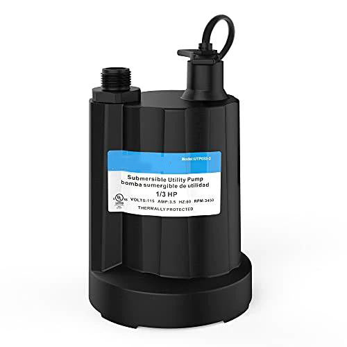 TDRFORCE 1/3 HP Submersible Water Pump 2160GPH Sump Pump Thermoplastic Utility Pump Portable Electric Water Pump Water Remove for Basement Hot Tubs Garden Pool Cover Draining with 10 ft Cord