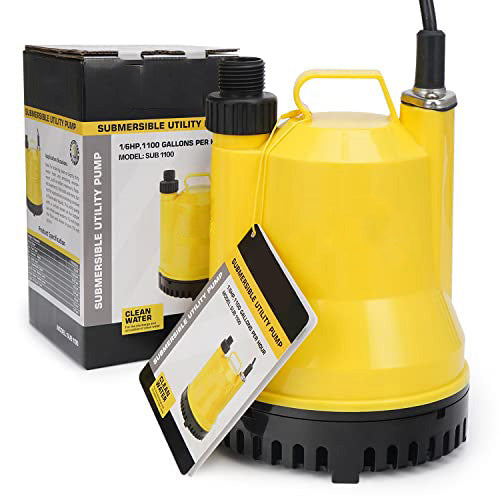 TDRFORCE 1/6HP Portable Utility Pump Submersible Small Backup Sump Pump to Drain Water from Flooding House Basement Pool Hot Tub Tankless Heater Liquids Transfer SUB 1100 : Automotive