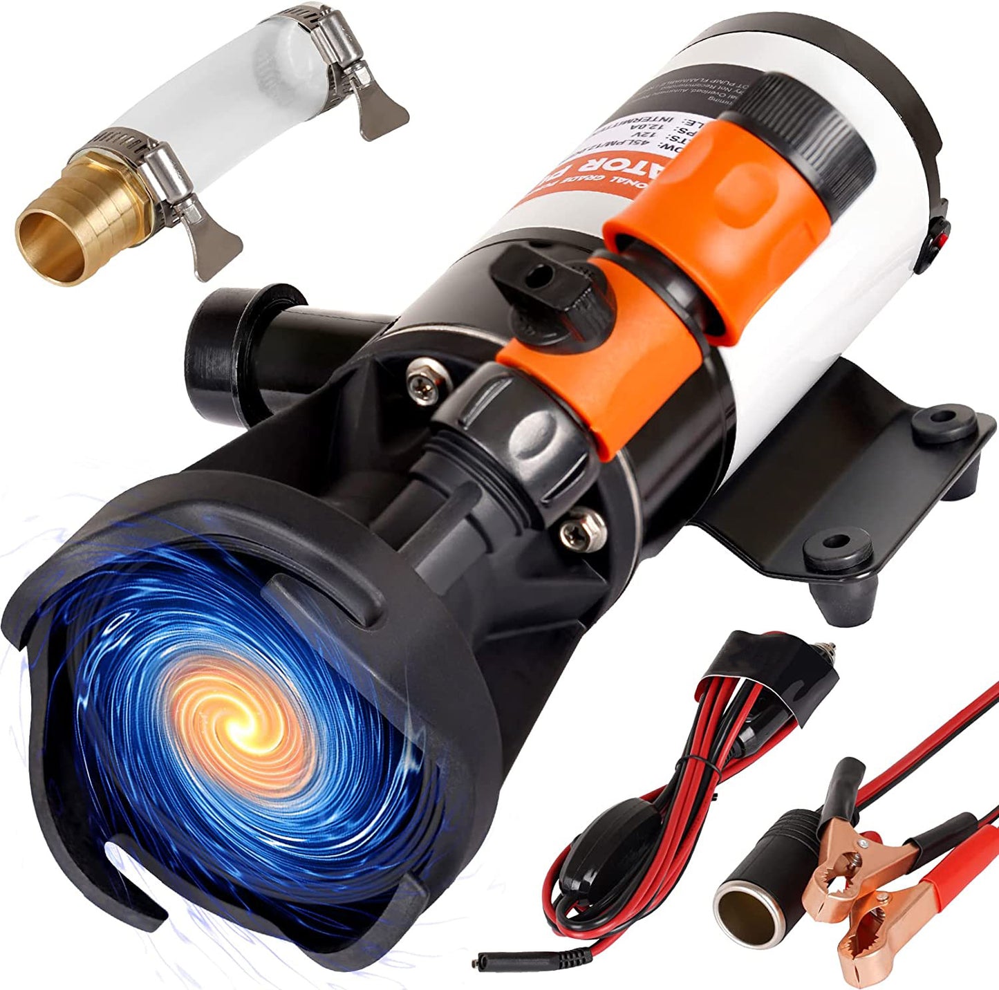 RV Macerator Pump 12V 12GPM Self-Priming Sewer Pump|Quick Release Sewage Chopper Pump|Waste Water Pump with Hoses & Clamps