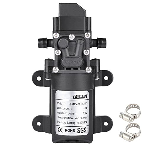 TDRFORCE 12V Water Pump 70W 6A Intelligent Self Priming Sprayer Pump 6 L/Min 0.9MPA 131 PSI for RV Camper Marine Boat Garden