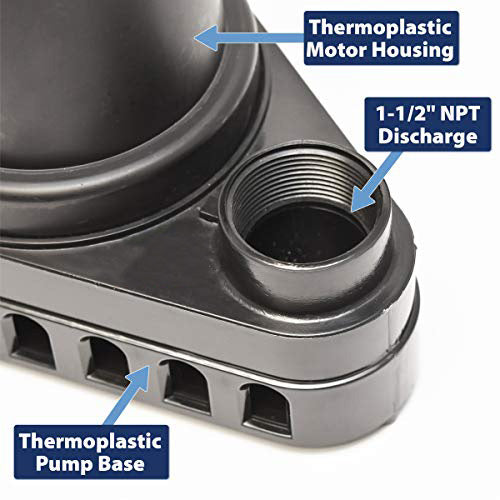 TDRFORCE 1/2 HP Thermoplastic Submersible Sump Pump with Vertical Float Switch - - Amazon.com