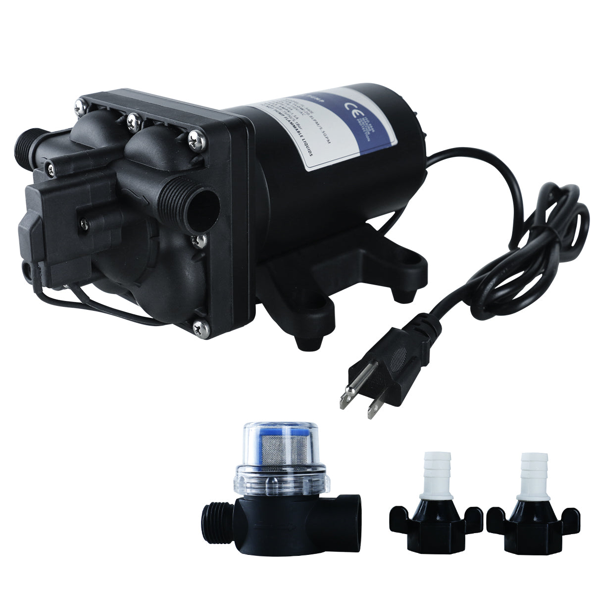 TDRFORCE Water Pressure Booster Pump for House 110V ac Water Transfer 5.5GPM 75PSI Self-priming Pump,Diaphragm Pump Washdown Pump for Boats Inline Garden Hose Lawn Camper Sprinkler Irrigation
