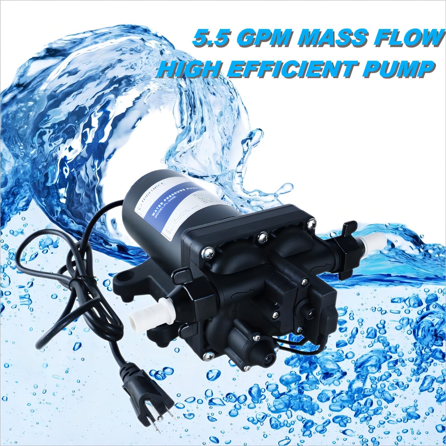 TDRFORCE Fresh Water Pump 5.5GPM Pressure Increase Booster Pump 75 PSI Transfer Pump 110V Self Priming on Demand Water Pump Diaphragm Pump Washdown Pump for Boats Inline Water Pump for Garden Hose (Model 540E)