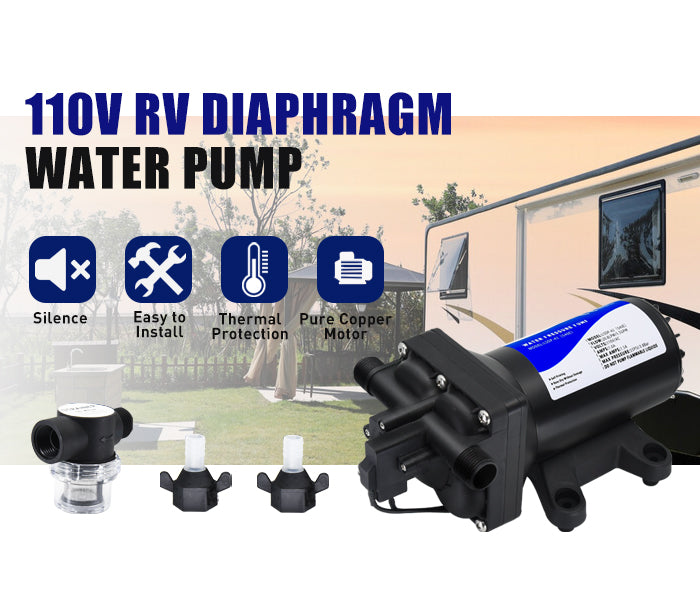 TDRFORCE Fresh Water Pump 5.5GPM Pressure Increase Booster Pump 75 PSI Transfer Pump 110V Self Priming on Demand Water Pump Diaphragm Pump Washdown Pump for Boats Inline Water Pump for Garden Hose (Model 540E)