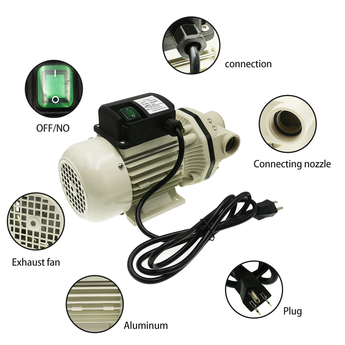 TDRFORCE FL-540B Chemical Pump Electric Self Priming Pump 115V Used For Spray Irrigation Liquid Transportation Refueling Equipment