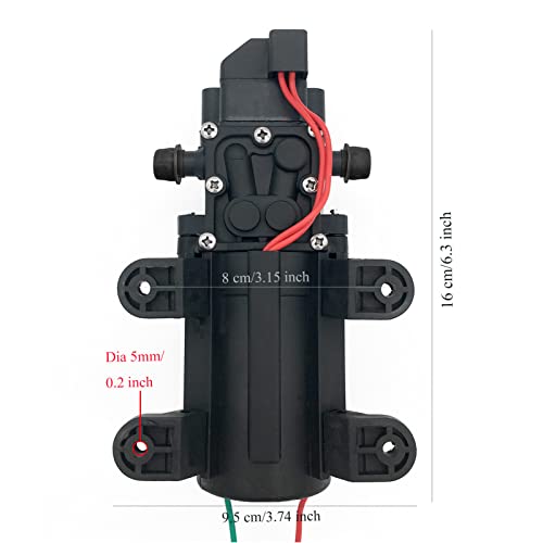 TDRFORCE 12V DC Fresh Water Pump with 2 Hose Clamps 12 Volt Diaphragm Pump Self Priming Sprayer Pump with Pressure Switch 4.5 L/Min 1.2 GPM 110 PSI Adjustable for RV Camper Marine Boat Lawn