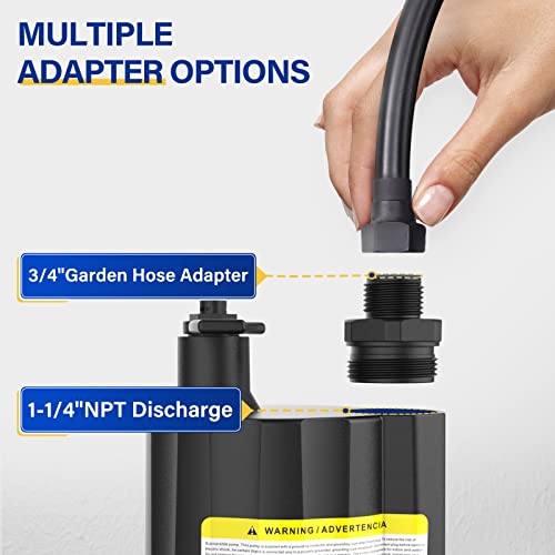 TDRFORCE 1/3 HP Submersible Water Pump 2160GPH Sump Pump Thermoplastic Utility Pump Portable Electric Water Pump Water Remove for Basement Hot Tubs Garden Pool Cover Draining with 10 ft Cord