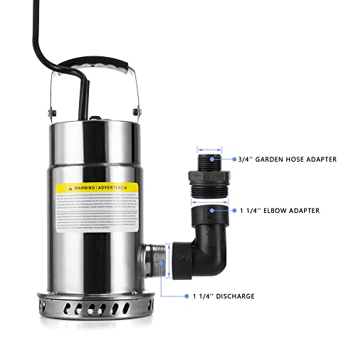 TDRFORCE Oil Free Stainless Steel Submersible Utility Pump, Water Pump, 1/2 HP, 30ft. Power Cord, Model# SUP050 : Patio, Lawn & Garden