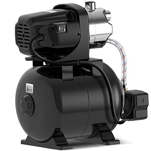 TDRFORCE 1.6 HP Shallow Well Pump with Pressure Tank 1030GPH Stainless Steel Jet Pump Automatic Booster System
