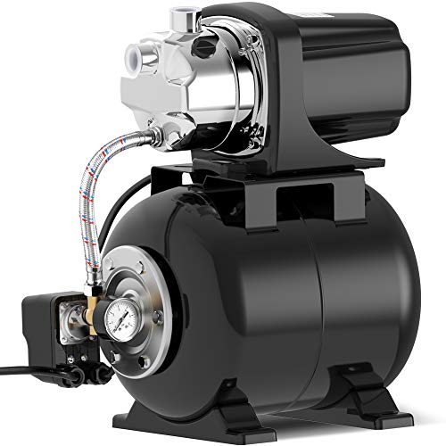 TDRFORCE 1.6 HP Shallow Well Pump with Pressure Tank 1030GPH Stainless Steel Jet Pump Automatic Booster System