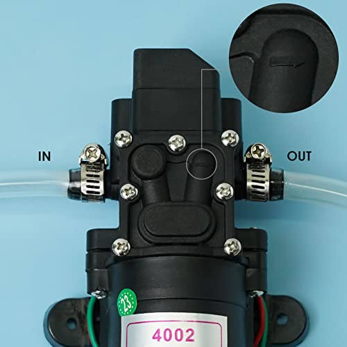 TDRFORCE 12V DC Fresh Water Pump with 2 Hose Clamps 12 Volt Diaphragm Pump Self Priming Sprayer Pump with Pressure Switch 4.5 L/Min 1.2 GPM 110 PSI Adjustable for RV Camper Marine Boat Lawn