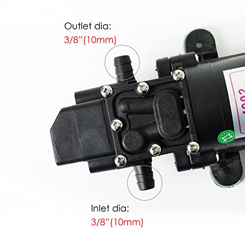 TDRFORCE 12V DC Fresh Water Pump with 2 Hose Clamps 12 Volt Diaphragm Pump Self Priming Sprayer Pump with Pressure Switch 4.5 L/Min 1.2 GPM 110 PSI Adjustable for RV Camper Marine Boat Lawn