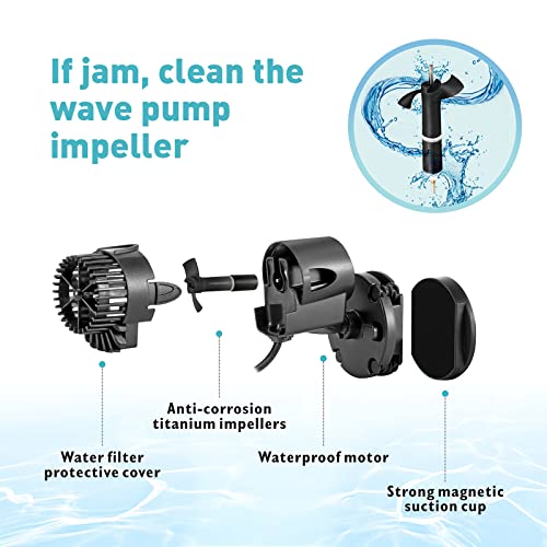 TDRFORCE 360°Adjustable Ultra-silence Magnetic Mount Suction Submersible Powerhead Pump,530GPH Flow For Freshwater or Saltwater Fish Tank