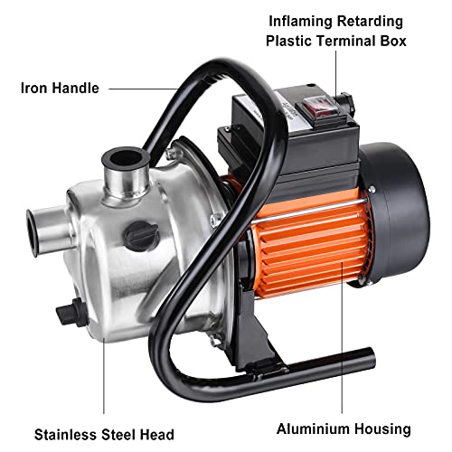 TDRFORCE 1.6HP Water Pump Electric - 850GPH Stainless Steel Water Transfer Pump, 66PSI Shallow Well Lawn Sprinkler Booster Irrigation Garden Pump