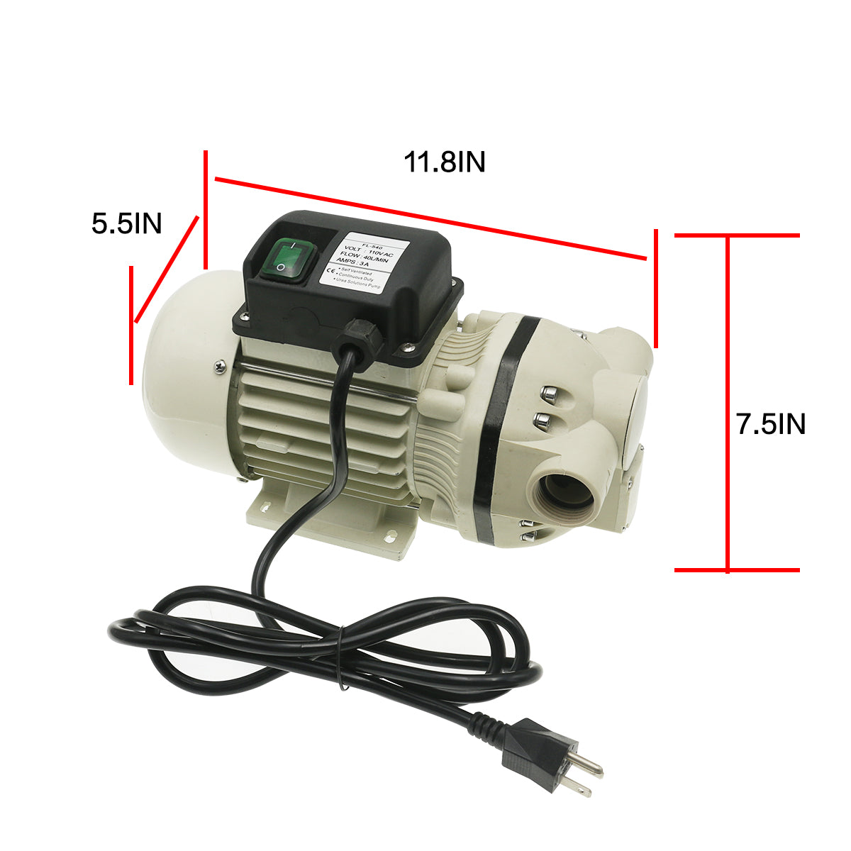 TDRFORCE FL-540B Chemical Pump Electric Self Priming Pump 115V Used For Spray Irrigation Liquid Transportation Refueling Equipment