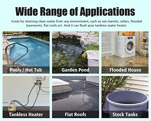 TDRFORCE 1/6HP Portable Utility Pump Submersible Small Backup Sump Pump to Drain Water from Flooding House Basement Pool Hot Tub Tankless Heater Liquids Transfer SUB 1100 : Automotive