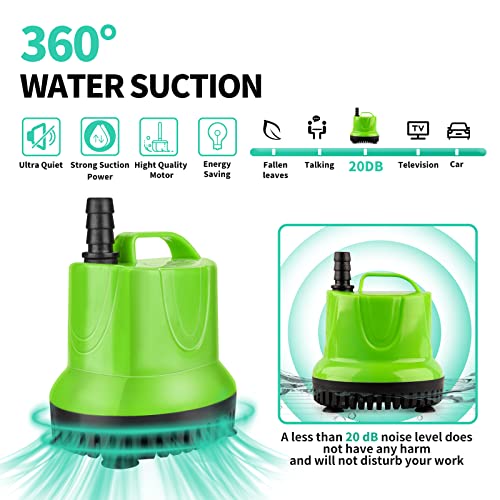 TDRFORCE 160 GPH 12W Submersible Water Pump for Pond Aquarium Hydroponics Fish Tank Fountain Waterfall : Everything Else