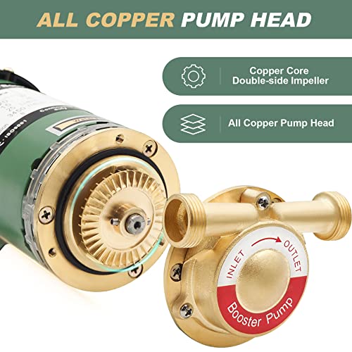 TDRFORCE 120W Water Pressure Booster Pump 115VAC,396 GPH,21.7 PSI Household Automatic Home Booster Pump with Water Flow Switch(H15GR-15)