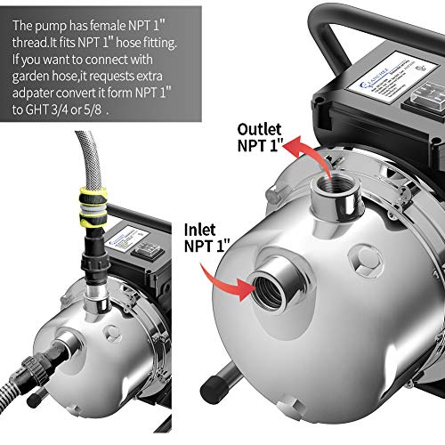 TDRFORCE 1.6 HP Shallow Well Pump Garden Pump,Portable Water Transfer Draining Irrigation Pump for Water Removal, Lawn Fountain Pump