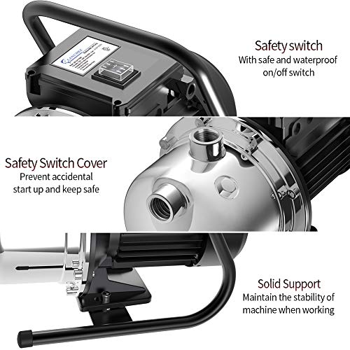 TDRFORCE 1.6 HP Shallow Well Pump Garden Pump,Portable Water Transfer Draining Irrigation Pump for Water Removal, Lawn Fountain Pump