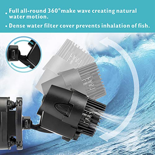 TDRFORCE 360°Adjustable Ultra-silence Magnetic Mount Suction Submersible Powerhead Pump,530GPH Flow For Freshwater or Saltwater Fish Tank