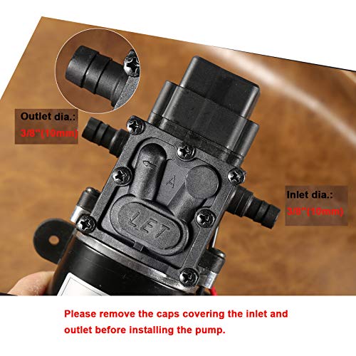 TDRFORCE 12V Diaphragm Water Pump, 1.5 GPM (5.6 L/Min) 100 PSI, 12 Volt DC Fresh Water Pump with 2 Hose Clamps, Self Priming Sprayer Pump with Pressure Switch Adjustable for RV Camper Marine Boat Lawn