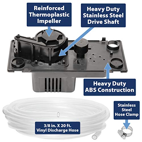 TDRFORCE 65 GPH 1/50 HP Automatic Condensate Pump with Safety Switch and 20 Ft. Tubing for HVAC, Dehumidifier, Furnace, Air Conditioner, Max Head 18 ft, Black : Everything Else