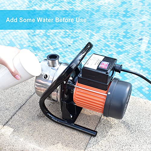 TDRFORCE 1.6HP Water Pump Electric - 850GPH Stainless Steel Water Transfer Pump, 66PSI Shallow Well Lawn Sprinkler Booster Irrigation Garden Pump