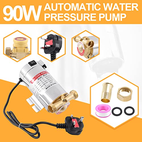 TDRFORCE 110V 90W Automatic Water Pressure Booster Pump Shower Booster with Water Flow Switch for Home Water Boosting Pump Household (60HZ 15PSI )