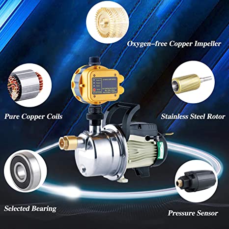 TDRFORCE 3/4 HP Water Pressure Booster Pump 110V Inline Water Transfer Pump Automatic Self Priming Irrigation Pump Shallow Well Jet Pump Household Booster Pump