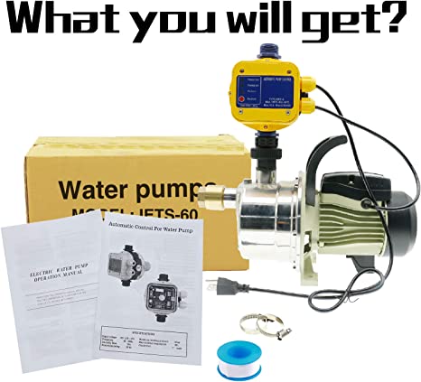 TDRFORCE 3/4 HP Water Pressure Booster Pump 110V Inline Water Transfer Pump Automatic Self Priming Irrigation Pump Shallow Well Jet Pump Household Booster Pump