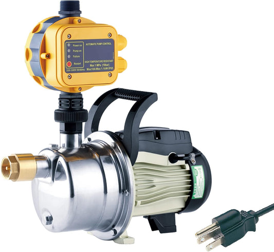 TDRFORCE 1/2 HP Water Pressure Booster Pump 110V Shallow Well Jet Pump Inline Water Transfer Pump Automatic Self Priming Irrigation Pump Household Booster Pump