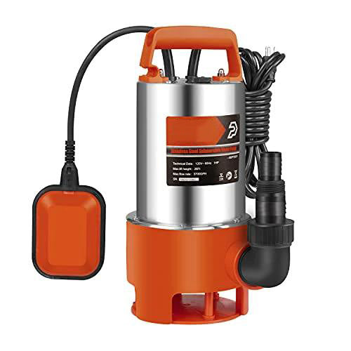 TDRFORCE 1HP 3700GPH Submersible Clean/Dirty Water Pump with Float Switch for Fresh Water, Mains Water, and Pool Water