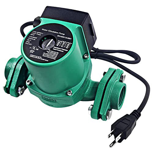 TDRFORCE 110V Circulation Pump, 130W 15 GPM Hot Water Recirculating Pump, 3 Speed Switchable Circulator Pump with 1'' FNPT Flanges for Boiler, Solar Heater and Hydronic Radiant Heating, Green