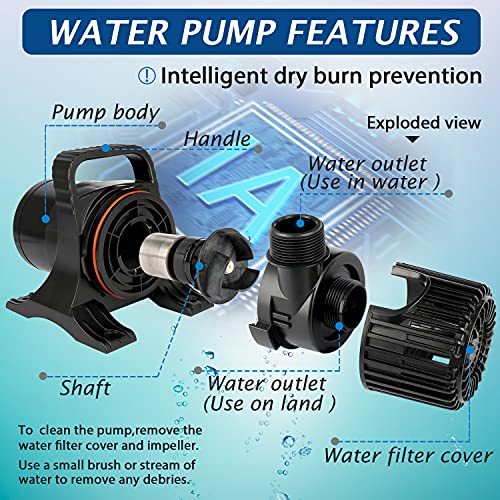 TDRFORCE (2200GPH-120W,UL listed) PS- High Flow Submersible Water Pump - Pond Pump - Submersible Pump - Water Fountain Pump - Aquarium Pump,PS-2200 : Pet Supplies