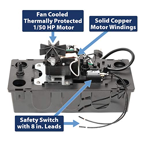 TDRFORCE 65 GPH 1/50 HP Automatic Condensate Pump with Safety Switch and 20 Ft. Tubing for HVAC, Dehumidifier, Furnace, Air Conditioner, Max Head 18 ft, Black : Everything Else