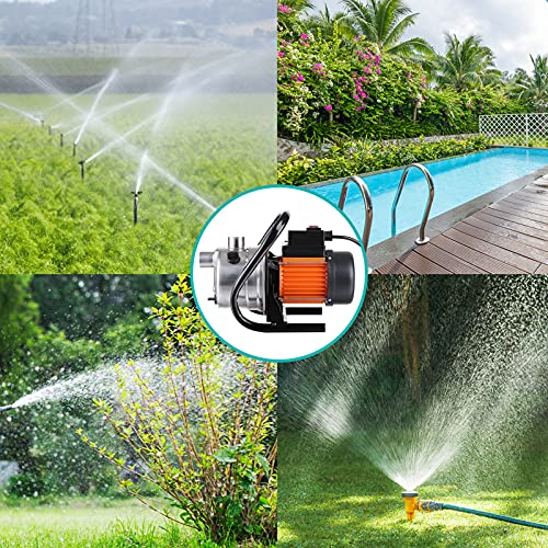 TDRFORCE 1.6HP Water Pump Electric - 850GPH Stainless Steel Water Transfer Pump, 66PSI Shallow Well Lawn Sprinkler Booster Irrigation Garden Pump